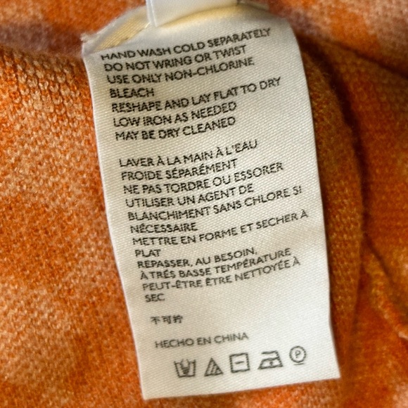 Maeve by Anthropologie Orange & Cream Mock Neck Knit Sweater Size Small - Picture 6 of 6
